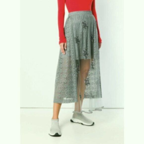 Stella McCartney embellished lace high low skirt Gray size 10 - Picture 1 of 10